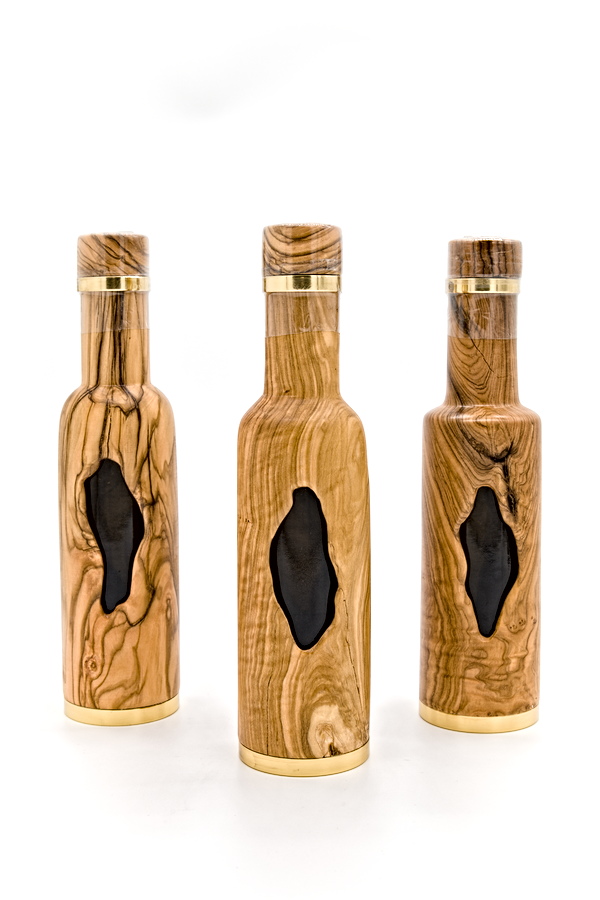 Olivenholzflasche mit Olivenöl
